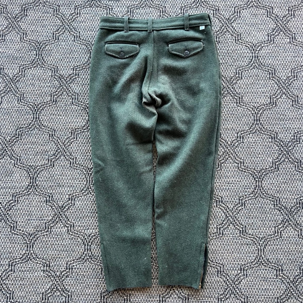Vintage Big Bill Pants Mens 31x28 Forest Green Wool Hunting 1970s Zipper Cuff - Picture 2 of 7